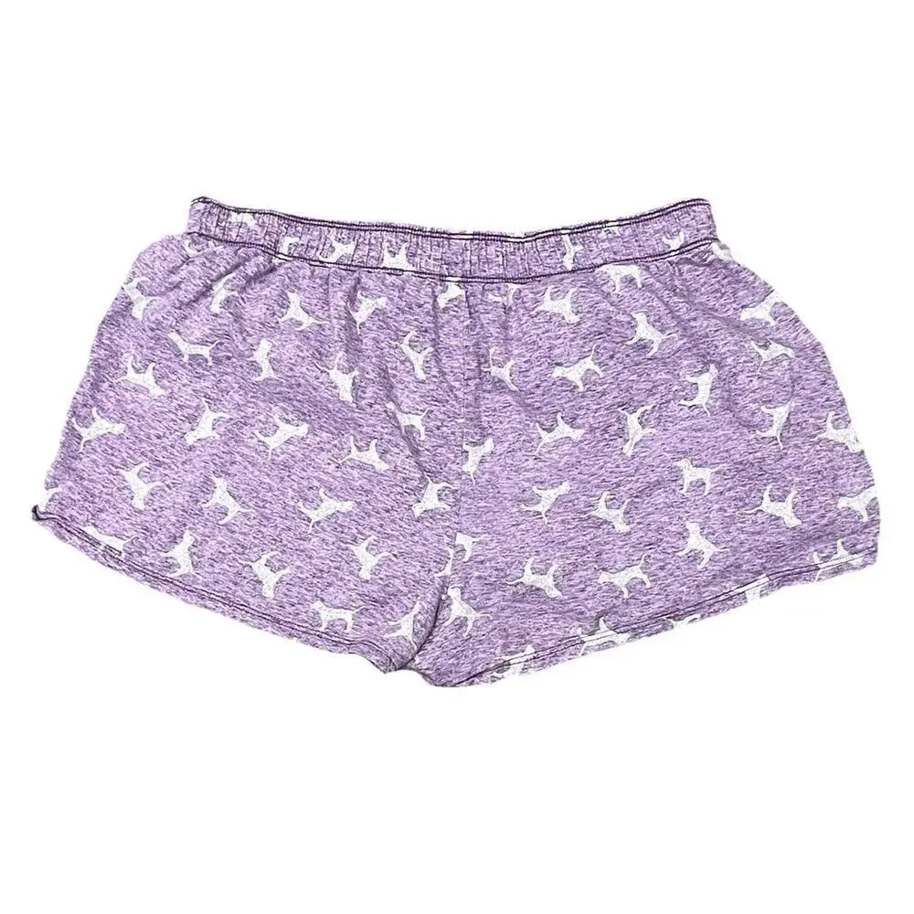 PINK Victoria’s Secret Pajama Shorts Small Purple Dog Print Low Rise Flip Waist
